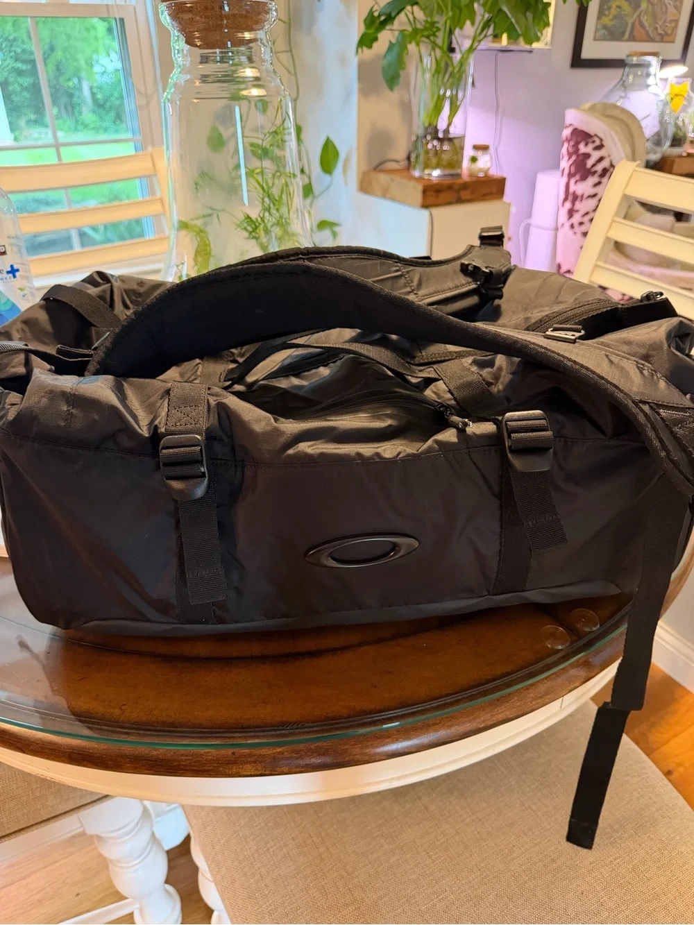 Oakley Matte Black Nylon Duffel with Dual Carry Straps